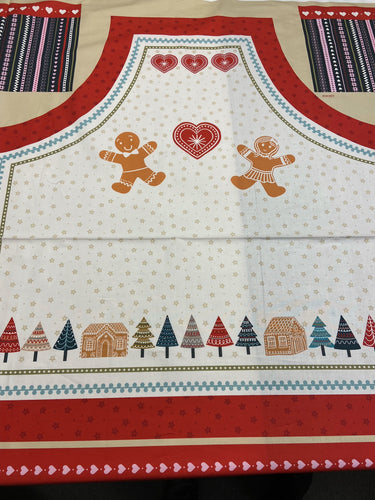 lewis & and irene gingerbread ginger bread season people men man biscuits red apron pinny panel cotton fabric shack malmesbury 3