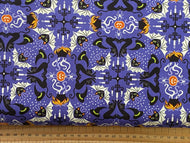 lewis & and irene haunted house glow in the dark halloween cotton fabric shack malmesbury cats bats hats blue