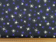lewis & and irene haunted house glow in the dark halloween cotton fabric shack malmesbury spiders black