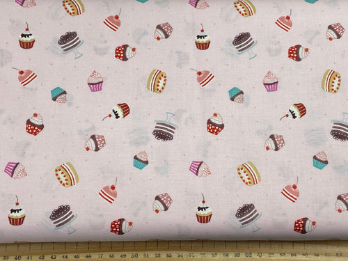 lewis & and irene small things sweet cake doughnut pudding cotton fabric shack malmesbury cakes pink