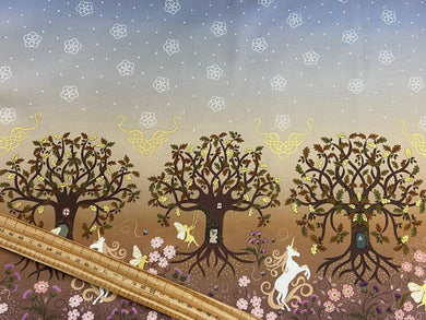 lewis and irene celtic faeries fabric shack malmesbury cotton celtic faeries edge border gold metallic