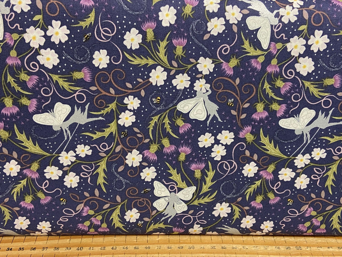 lewis and irene celtic faeries fabric shack malmesbury cotton faeries dark blue silver metallic