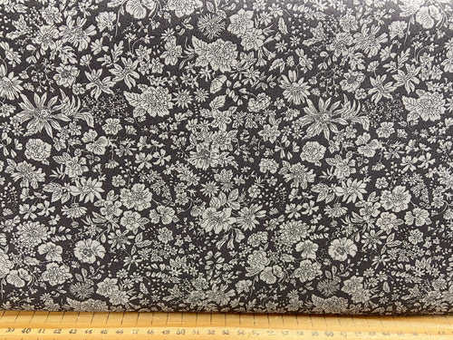 liberty emily belle charcoal grey floral flowers cotton fabric shack malmesbury 2
