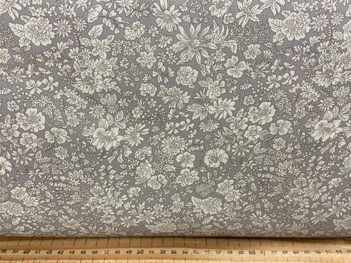 liberty emily belle clay grey floral flowers cotton fabric shack malmesbury
