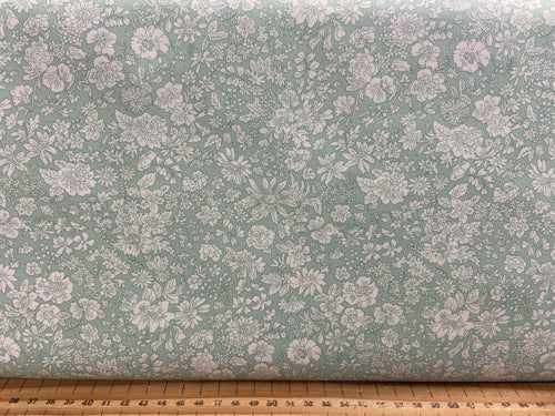 liberty emily belle soft mint green floral flowers cotton fabric shack malmesbury