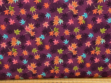makower hikari chinese japanese metallic gold fat quarter cotton fabric shack malmesbury maple leaf leaves purple