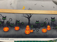 michael miller trick or treat cats double border pumpkin cotton fabric shack malmesbury pussy kitten fat quarter patchwork halloween craft 2