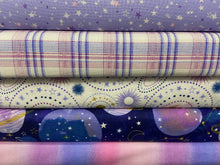 out of this world metallic planets stars blue cotton fabric shack malmesbury