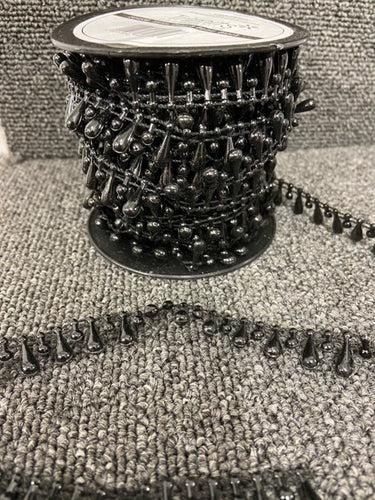 pearl beading drop black trim 15mm fabric shack malmesbury