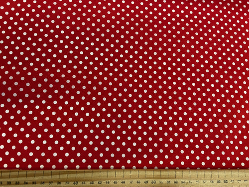 polycotton polka dots spots 4mm red fabric shack malmesbury