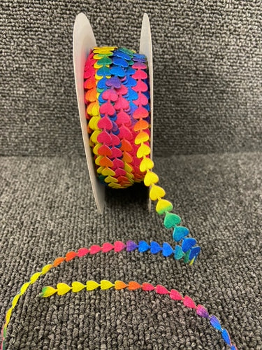 rainbow heart trim ribbon 8mm fabric shack malmesbury