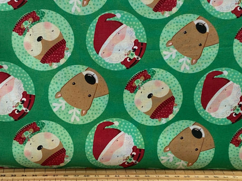 robin roderick 3 three wishes snow and hot cocoa christmas holidays cotton fabric shack malmesbury friends faces green