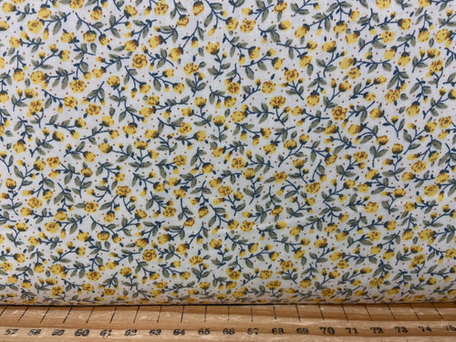 rose and & hubble ditsy flower floral rose lemon yellow fabric shack sewing quilting sew fat quarter cotton patchwork quilt