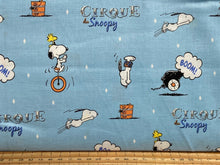 schultz snoopy circus cotton fabric shack malmesbury  daredevil cirque light blue charlie brown woodstock peppermint patty linus joe cool