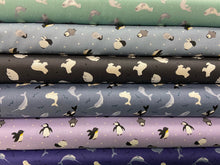 small things polar animals lewis & and Irene killer killer whale narwhal dolphin whale blue cotton fabric shack malmesbury
