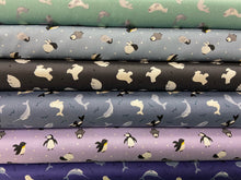 small things polar animals lewis & and Irene penguin light blue cotton fabric shack malmesbury