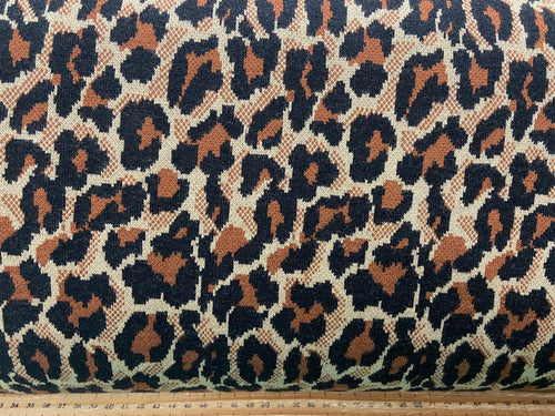 Cashmere Touch Viscose Thick Knit Jersey Stretch Leopard Print Tan by 1/2 Metre*