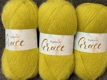 stylecraft grace mohair wool acrylic aran wool yarn knitting knit crochet 100g long grass yellow green 2153 fabric shack malmesbury