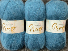 stylecraft grace mohair wool acrylic aran wool yarn knitting knit crochet 100g storm blue 2155 fabric shack malmesbury