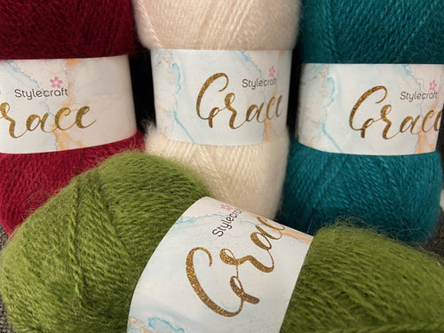 stylecraft grace mohair wool acrylic aran wool yarn knitting knit crochet 100g various colours fabric shack malmesbury