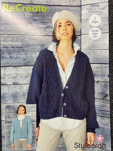 stylecraft recreate double knit dk ladies cardigan 9856 knitting pattern fabric shack malmesbury wool yarn knit