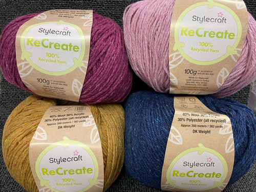 stylecraft recreate double knit dk recycled wool yarn various colours fabric shack malmesbury knitting crochet