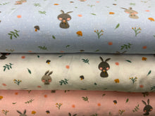 sweet bunny brushed cotton flannel bunnies rabbit mushroom toadstool baby blue fabric shack malmesbury