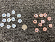 teddy bear 2 hole button blue on pink 13mm fabric shack malmesbury haberdashery