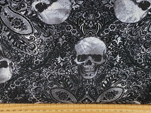 timeless treasures wicked skull skulls head gothic halloween goth cotton fabric shack malmesbury