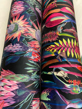 velvet crafty botanical protea flowers floral black pink turquoise upholstery fabric shack malmesbury 2