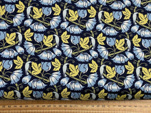 voysey v & a birds in nature floral flowers bird cotton fabric shack malmesbury poppies dark blue