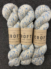 west yorkshire spinners the croft aran sheltland wool tweed marrister light blue tweed 797 fabric shack malmesbury