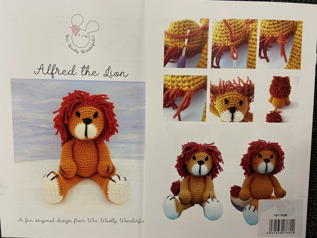 we woolly wonderfuls alfred the lion crochet amigurumi pattern fabric shack malmesbury 502