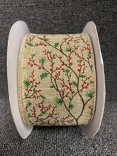 wire edged christmas ribbon trim wreath berries berry natural 63mm fabric shack malmesbury