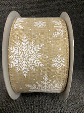 wire edged christmas ribbon trim wreath snowflakes natural 63mm fabric shack malmesbury