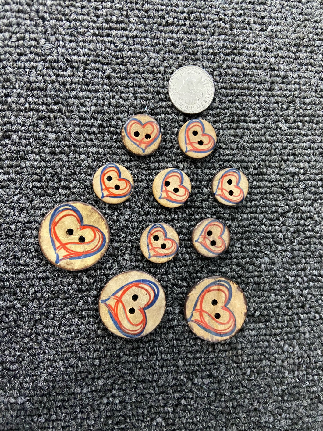 wooden love heart 2 hole buttons 15mm 25mm fabric shack malmesbury