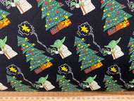 yoda the child mandalorian star wars christmas trim the tree cotton fabric fat quarter lucasfilm fabric shack malmesbury